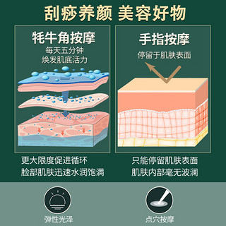 秉优 纯牛角刮痧板+拨筋棒2件套面部眼部美容专用按摩片刮脸提拉神器全身通用脸部工具礼品