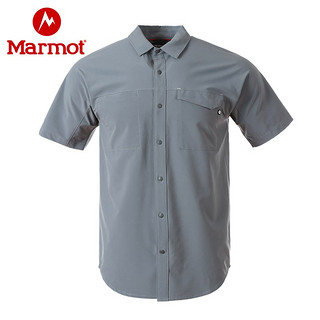Marmot 土拨鼠 清仓Marmot土拨鼠春夏运动户外休闲透气商务素色男短袖衬衫