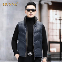 HUNNZ 品牌高尔夫服装男装羽绒马甲冬季保暖坎肩外套2022新款高尔夫球衣立领背心马夹男 雾蓝色 M