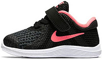 NIKE 耐克 女童 Revolution 4 (TDV) 跑步鞋,黑色/赛车粉色 - 白色,3C Reg.