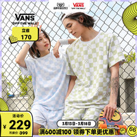 Vans范斯官方 男女情侣短袖T恤春季清爽配色棋盘格印花