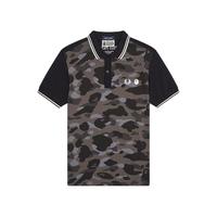 FRED PERRY 佛莱德·派瑞 Bape联名 男女款短袖POLO衫 FPXPOSM5141MK 黑色 S