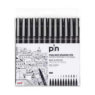 亲子会员：uni 三菱铅笔 PIN-200 水性绘图针管笔 黑色 12支套装