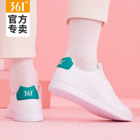 361°女鞋休闲鞋女春季皮面ins潮流时尚舒适百搭休闲板鞋小白鞋女 361度白/机能绿 37
