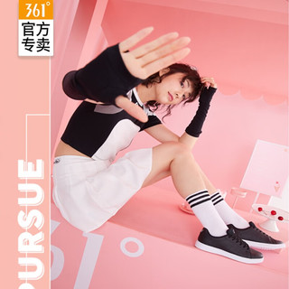 361°女鞋休闲鞋女春季皮面ins潮流时尚舒适百搭休闲板鞋小白鞋女 曜石黑/361度白 38