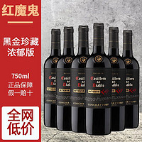 红魔鬼 黑金浓郁珍藏红酒智利原瓶进口干红葡萄酒干露750ml*6整箱