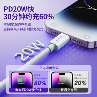 鲁大师 IPHone14数据线20WPD快充27/30W闪充Type-c充电线套装苹果手机13 12适用ipad pro Max11Lighting6Ausb