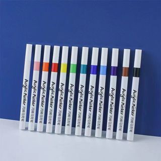 新款丙烯马克笔儿童新简约防水24色12画颜料专用丙烯画笔不透色彩笔彩色水彩笔36色48色水性丙烯笔颜料咕卡笔 36色-丙烯马克笔