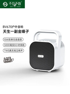 不见不散 BV670手提户外小型无线蓝牙音箱低音炮大功率专业广场舞小音响便携式大音量扩音器家用播放器 白色