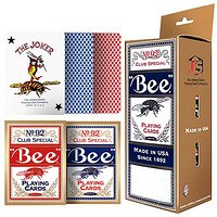Bee 小蜜蜂扑克牌 娱乐纸牌 耐用 一条12副装（6红6蓝）