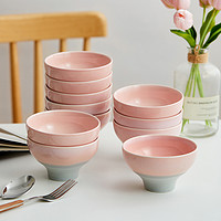 小碗粉色好看的陶瓷米饭甜品碗韩式可爱女生套装组合精致网红商用
