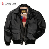 Luxury Lane 真皮皮衣夹克男士二战经典A2飞行员皮夹克加棉保暖外套加肥加大 猪皮 黑色 XL(体重90-100kg)