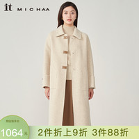 it michaa100羊毛燕麦色休闲通勤中长款大衣 ITM9WHC170W
