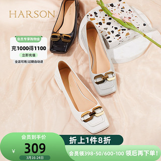 HARSON 哈森 女士低跟单鞋 HS222506 黑色 35