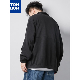 唐狮 TONLION秋冬季新款男士外套男衣多穿潮流摇粒绒抓绒衣男夹克男 黑色 XXL