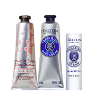 L'OCCITANE 欧舒丹 樱花乳木果手唇套装 (甜蜜樱花润手霜30ml+乳木果经典润手霜30ml+乳木果滋润唇膏4.5g)