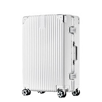 NAUTICA行李箱男大容量20英寸万向轮铝框拉杆箱密码锁登机箱女学生旅行箱 白色直角铝框款 20英寸