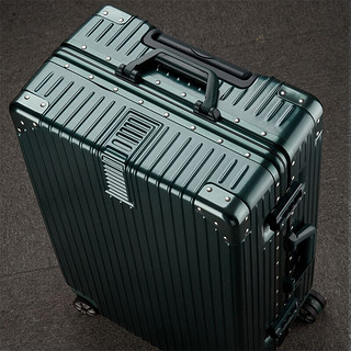 NAUTICA行李箱男大容量20英寸万向轮铝框拉杆箱密码锁登机箱女学生旅行箱 绿色直角铝框款 20英寸