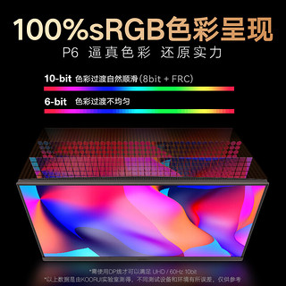 KOORUI 科睿 P6 27英寸IPS显示器（3840*2160、100%sRGB、60Hz、HDR10）