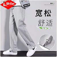 Lee Cooper 男士裤子春季大码韩版百搭潮牌休闲长裤宽松运动裤男直筒灰色卫裤 K33花灰常规 L