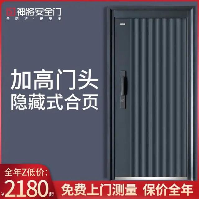 Shenjiang 神将 甲级防盗门进户安全门家用入户门子母门指纹锁暗合页高吉利 机械锁 2050*950外开单门(开向备注）
