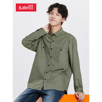 班尼路（Baleno）春秋款时尚衬衫男牛津纺长袖棉质青年休闲简约刺绣小印花商务衬衣 13G-88034033 L