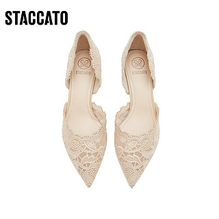 STACCATO 思加图 2023春季新款蕾丝鞋仙女鞋婚鞋女法式细高跟鞋单鞋ED334AK3