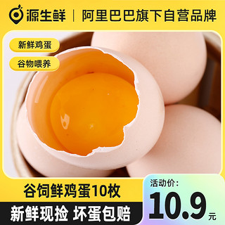 源生鲜 正宗农家特产农村散养土鸡蛋10枚柴草鸡蛋谷物蛋早餐溏心蛋包邮