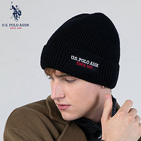 us polo assn U.S.POLO ASSN.毛线帽男秋冬季保暖防风加绒加厚情侣针织帽户外骑行男女通用圣诞节元旦送礼 5094023164 黑色