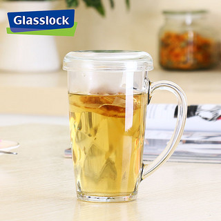 glasslock韩国进口钢化玻璃杯子带盖透明牛奶杯耐热家用茶水杯