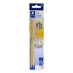 STAEDTLER 施德楼 131-80-C12 带橡皮头铅笔 混色 HB 金6银6 12支装