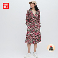 抖音超值购：UNIQLO 优衣库 女士印花V领收腰连衣裙 458231