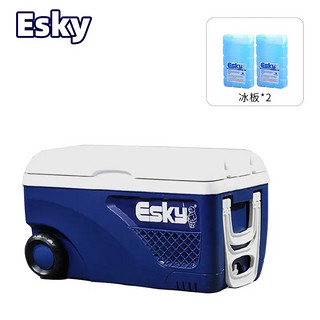 Esky 爱斯基 65L大容量户外保温冷藏箱车载PU款钓鱼箱带拉杆厂家直发附2冰扳