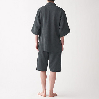 MUJI 無印良品 男士纯棉家居服套装 FBG61C0S 炭灰色 S