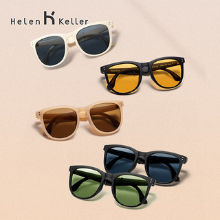 Helen Keller 新款偏光折叠太阳镜女时尚圆框便携防紫外线墨镜男HK602