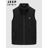 吉普(JEEP)吉普JEEP 马甲男抓绒摇粒绒春秋立领无袖男装 RMZ32590 黑色 2XL