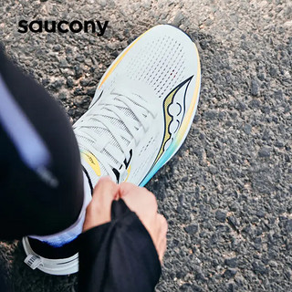 saucony 索康尼 浪潮男女轻量缓震跑步鞋情侣跑鞋训练运动鞋TIDE白黑黄39