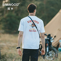 Simwood简木男装夏季新款265g纯棉印花圆领短袖t恤男