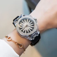 蒂瑋娜时来运转手表女大表盘发光女表旋转女士手表简约时尚石英腕表女 星空银黑