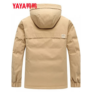 鸭鸭（YAYA）羽绒服男短款2021冬季新款鸭绒连帽冬季韩加厚商务休闲保暖外套Y 卡其色-YE2B700842D 190/104A