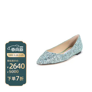 JIMMY CHOO 女士平底鞋 ROMY FLAT LHJ 214 迈阿密薄荷绿色 36