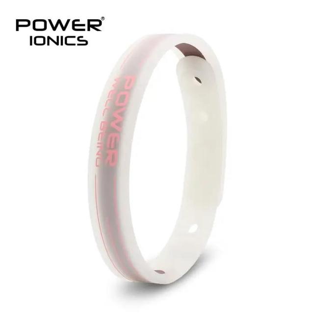 power ionics 男女NBA篮球负离子健康能量手链运动配件礼品节日礼物学生手环 透明粉字