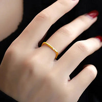 TekapoJade 蒂卡世琦（TekapoJade）莫桑钻小方戒指925银金色素圈时尚百搭叠戴对戒指