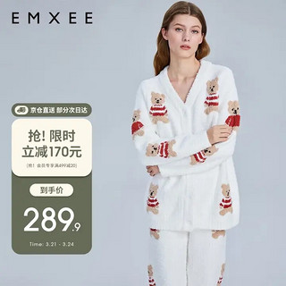 EMXEE 嫚熙 MX218210391 孕妇月子服套装 小熊印花款 白色 M