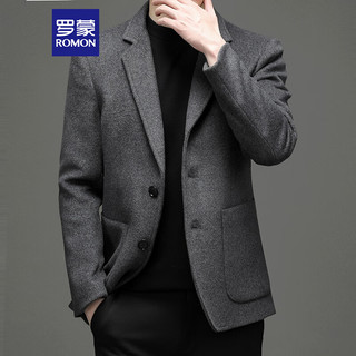 罗蒙 ROMON 羊毛西装男士2022秋冬季厚款商务休闲西服外套青中年职业正装毛呢大衣单西男装 J1951 灰色 XL