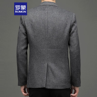 罗蒙 ROMON 羊毛西装男士2022秋冬季厚款商务休闲西服外套青中年职业正装毛呢大衣单西男装 J1951 灰色 XL