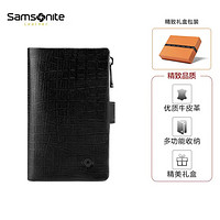 Samsonite 新秀丽 男士牛皮革拉链钥匙包 时尚多钥匙扣大环扣多功能钱夹礼盒装 送老公送男友 NQ1*09024 黑色