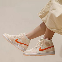 NIKE 耐克 AIR JORDAN 正代系列 Alr Jordan 1 Mid SE 女子休闲运动鞋 DA8009-108 米/橙 36