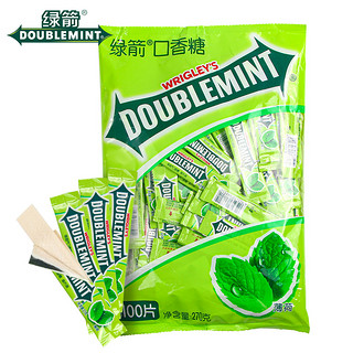 DOUBLEMINT 绿箭 口香糖100片条装箭牌薄荷糖1大袋清凉清口接吻糖果清新口气