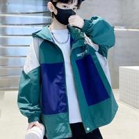 迈兜熊 儿童装男童春装连帽外套2023新款中大童春秋季洋气男孩网红时髦潮 绿色 160